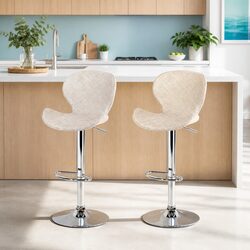 Comfortable Beige Swivel Bar Stools Set of 2