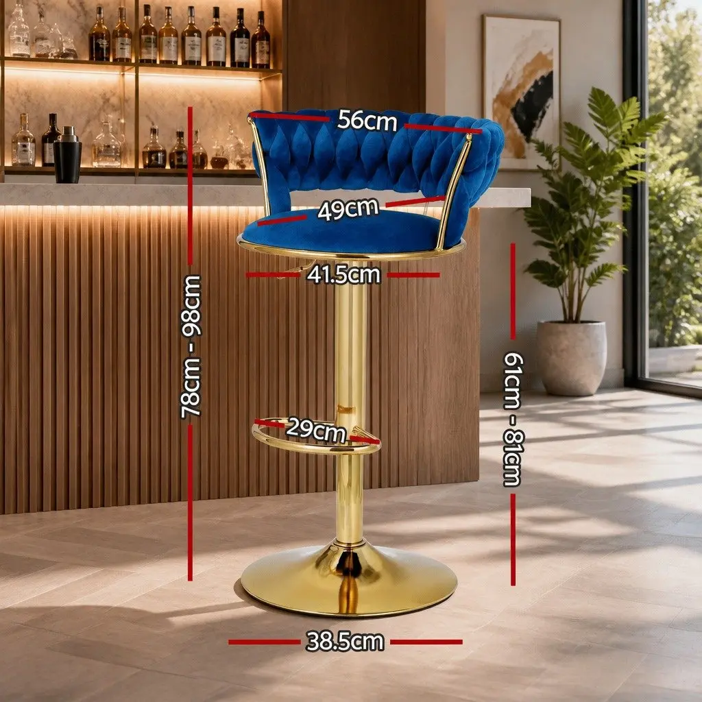 Velvet Upholstered Bar Stools with Adjustable Height