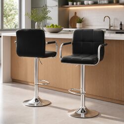 Comfortable Bar Stools with Armrests, Set of 2