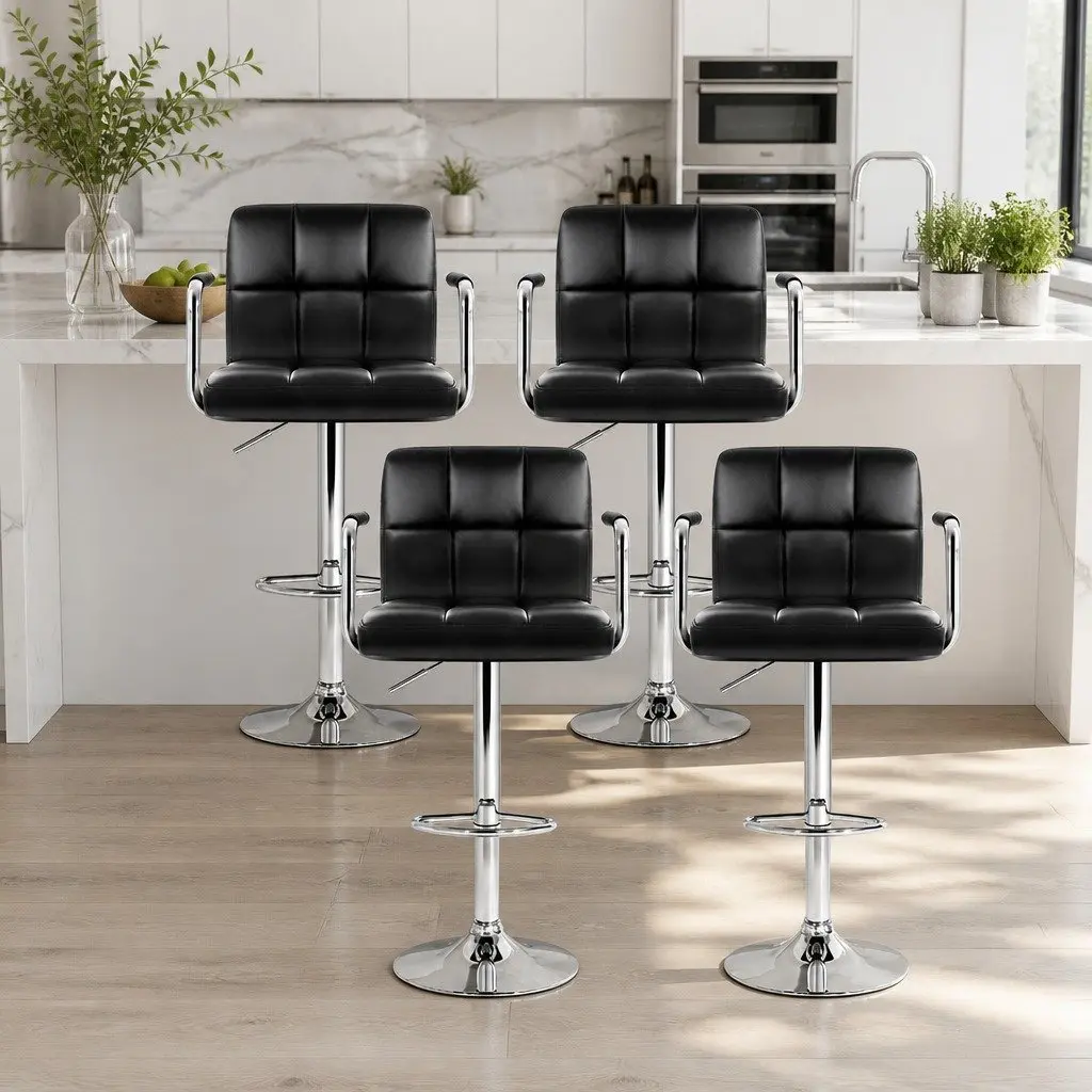 Bar Stools Set of 4 with Gas Lift Armrest