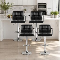 Comfortable Bar Stools Set of 4 with Gas Lift Armrest