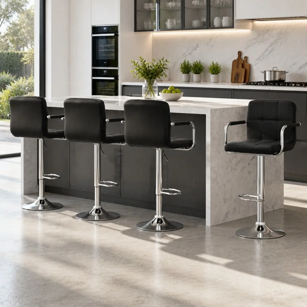 Bar Stools Set of 4 with Gas Lift Armrest