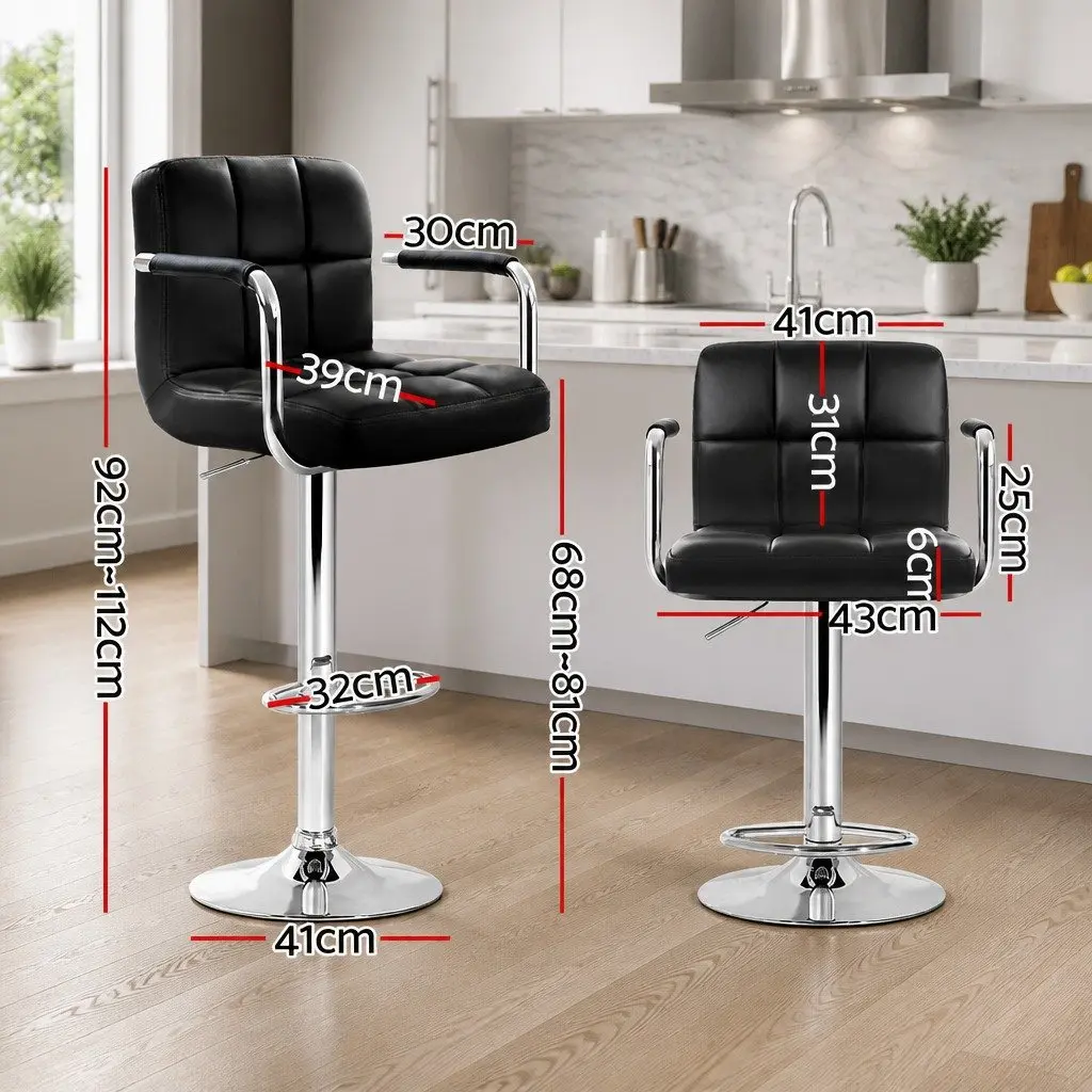 Bar Stools Set of 4 with Gas Lift Armrest