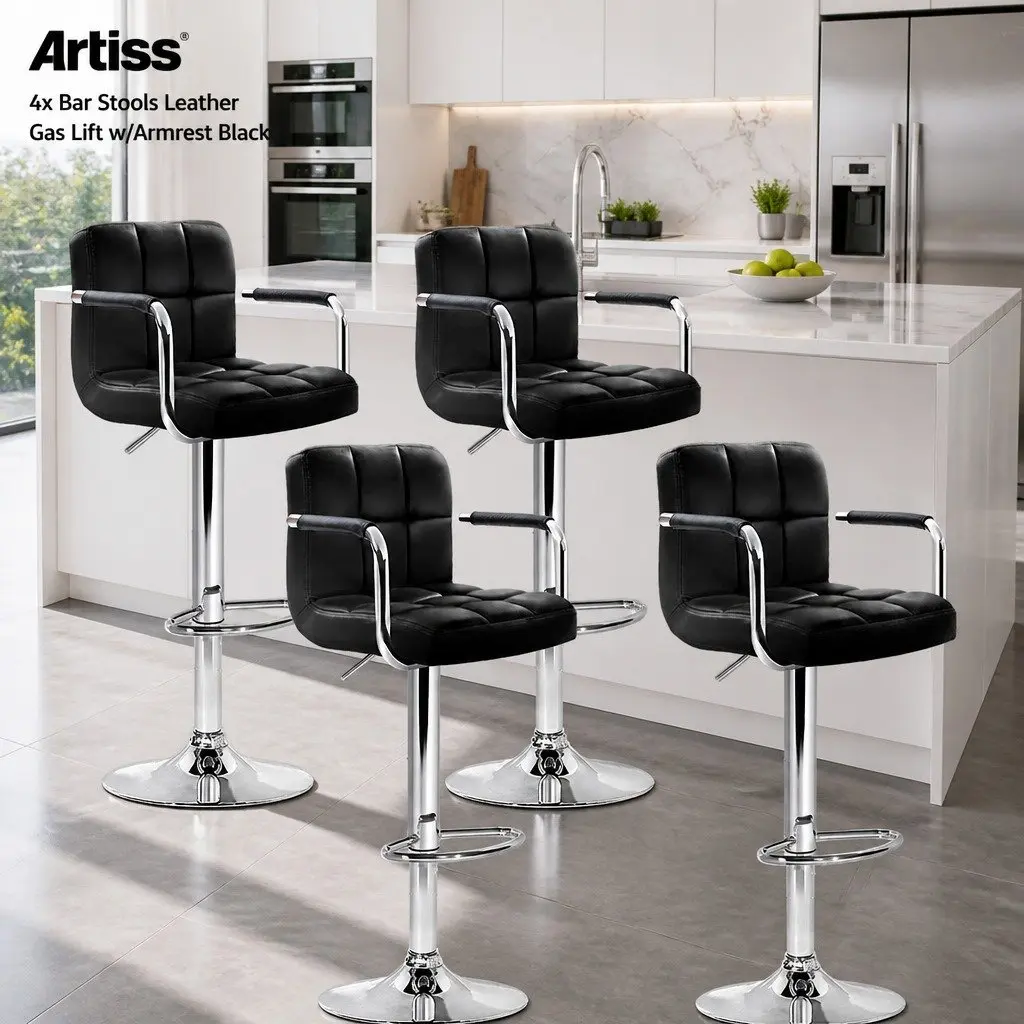 Bar Stools Set of 4 with Gas Lift Armrest