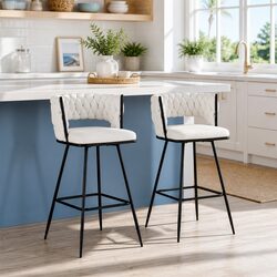 Set of 2 Velvet Bar Stools for Dining and Kitchen