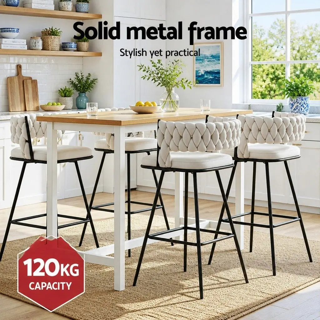 Set of 2 Velvet Bar Stools for Dining and Kitchen