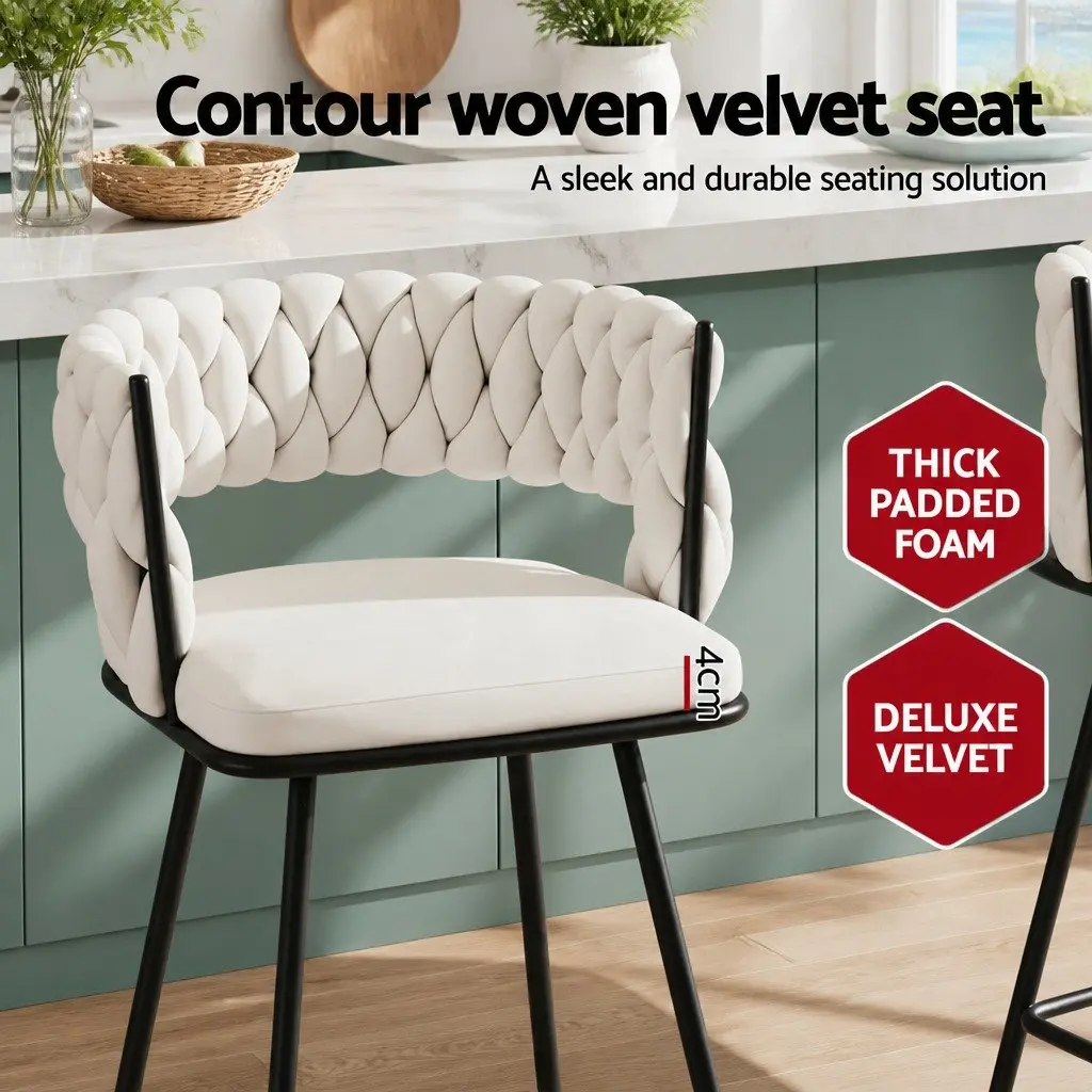 Set of 2 Velvet Bar Stools for Dining and Kitchen