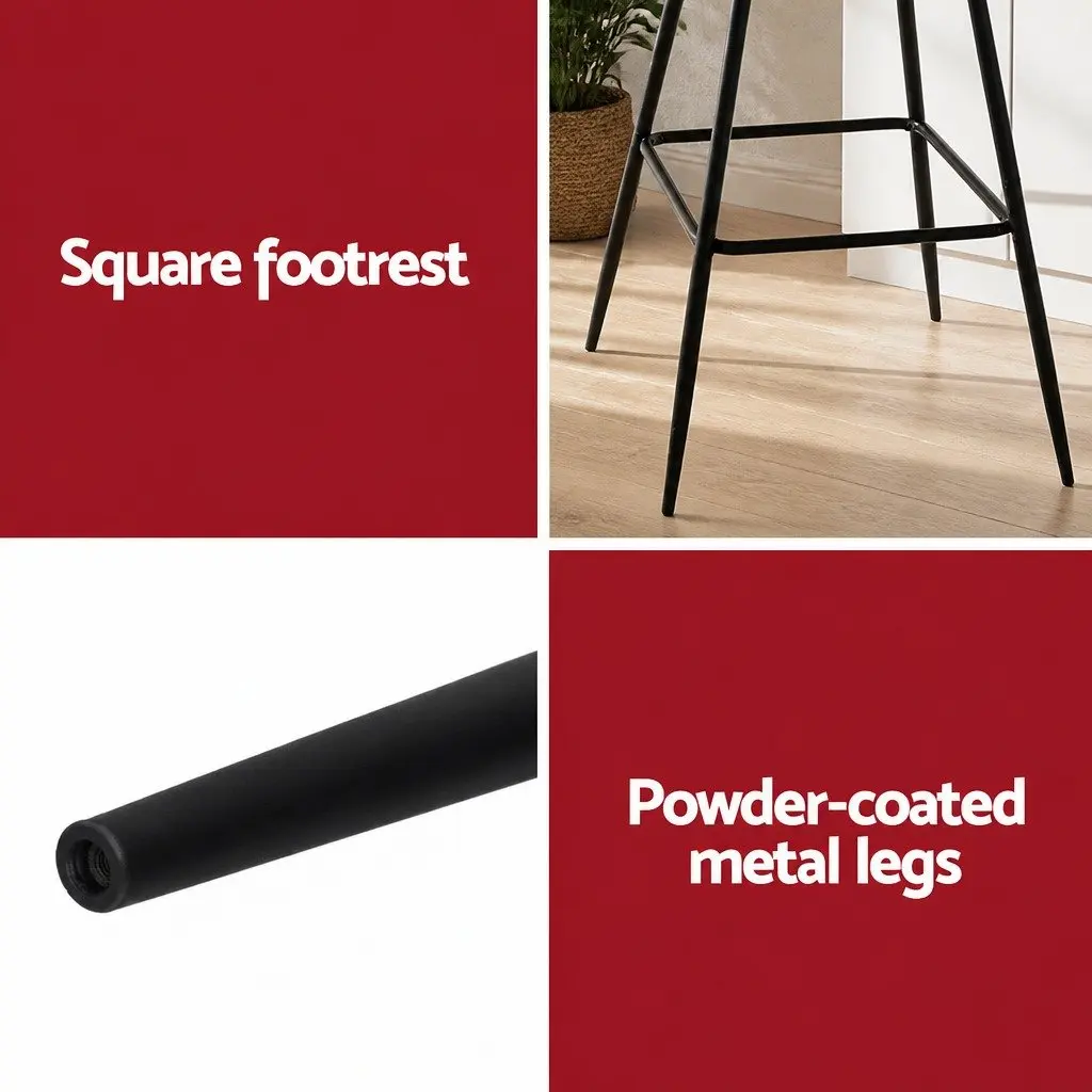 Set of 2 Velvet Bar Stools for Dining and Kitchen