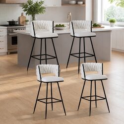 Set of 4 Velvet Cushioned Bar Stools for Dining Spaces
