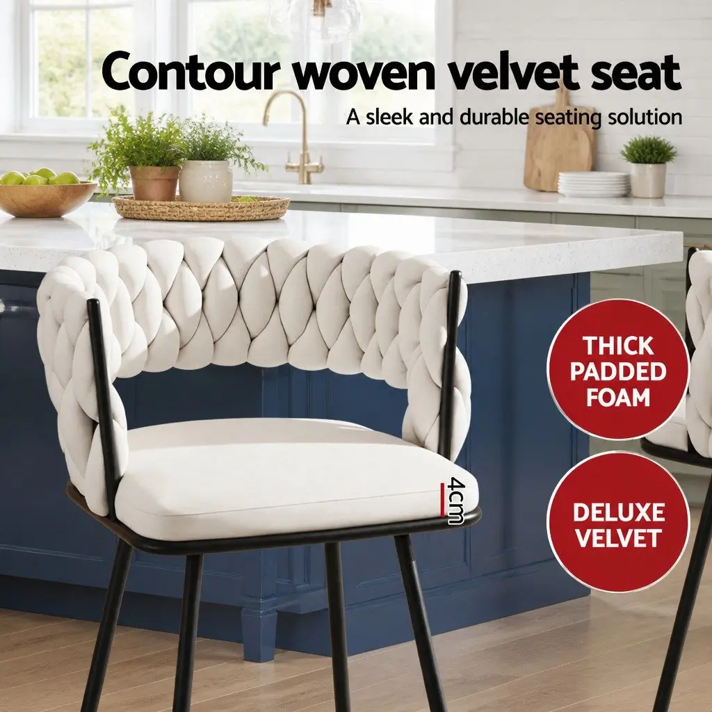 Bar Stools Set of 4 Kitchen Counter Dining Chair Velvet Cushioned Back Support