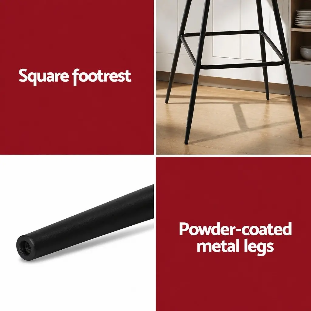Bar Stools Set of 4 Kitchen Counter Dining Chair Velvet Cushioned Back Support