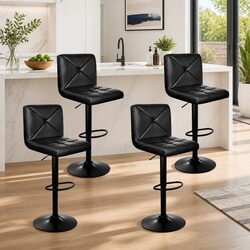 Comfortable Bar Stools Set of 4 with Adjustable Height