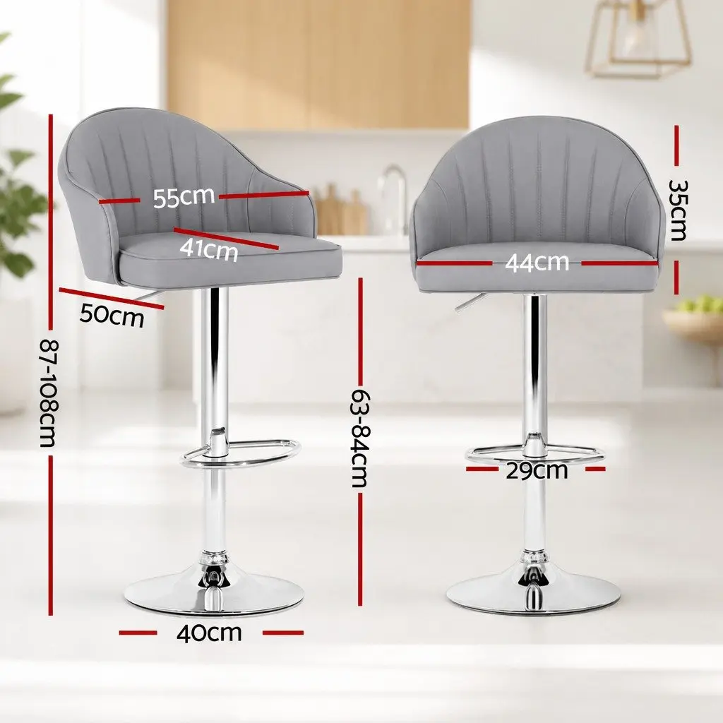 Bar Stools Swivel Gas Lift Counter Height Kitchen Chair Grey PU Leather 4 Piece Set