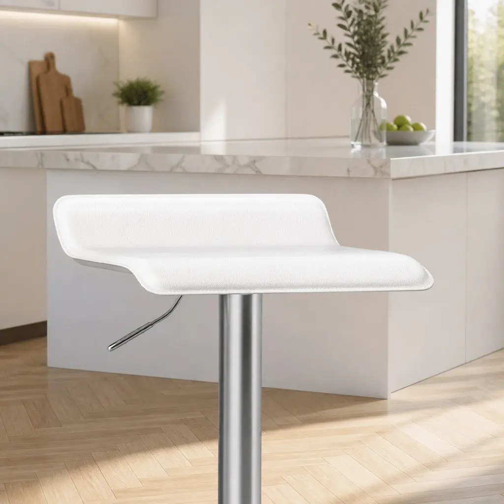 Set of 4 White Swivel Bar Stools with Adjustable Height
