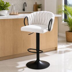 Adjustable Height Velvet Bar Stool for Kitchen or Dining