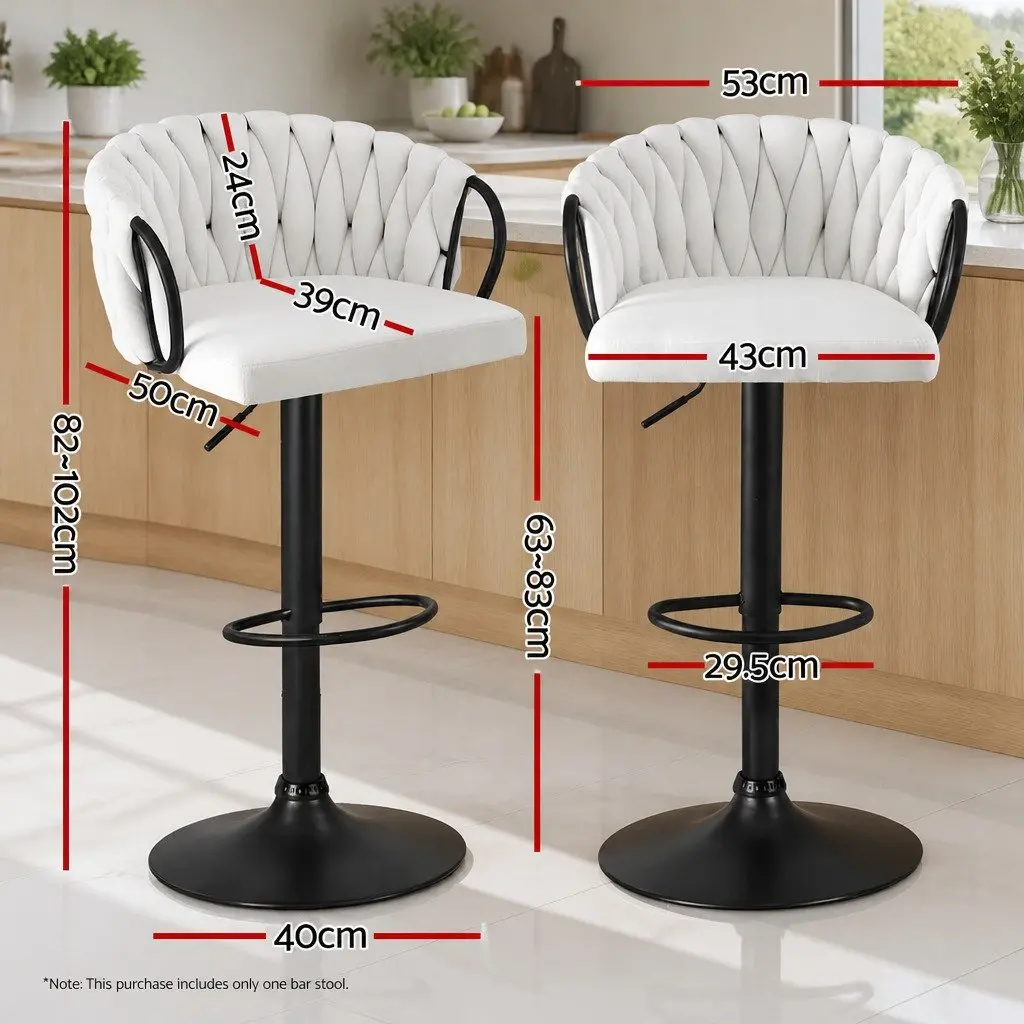 Adjustable Height Velvet Bar Stool for Kitchen or Dining