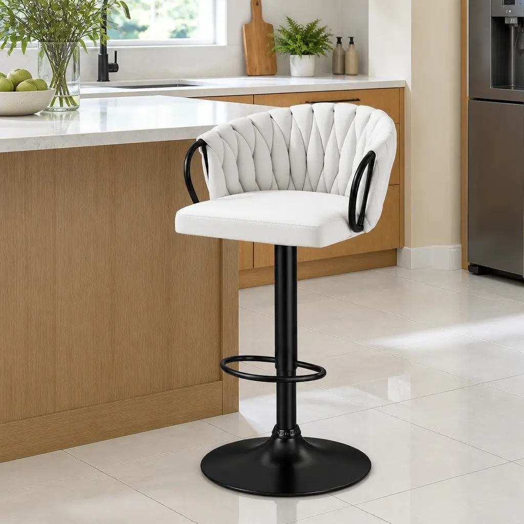 Adjustable Height Velvet Bar Stool for Kitchen or Dining