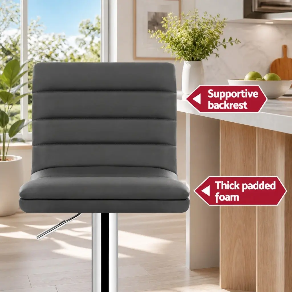 Set of 4 Adjustable Height Grey Bar Stools