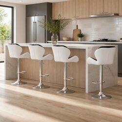 4-Piece Adjustable Bar Stools Set in Black and White