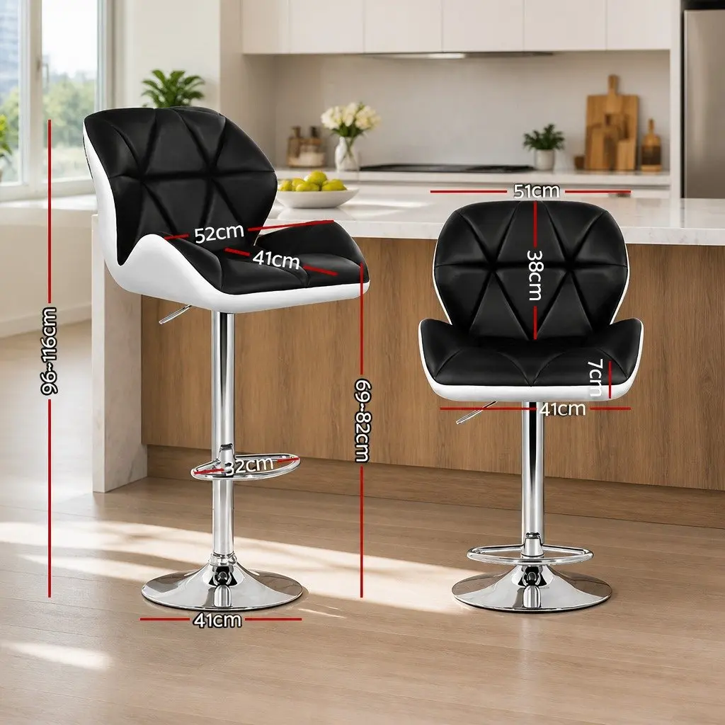 4-Piece Adjustable Bar Stools Set in Black and White