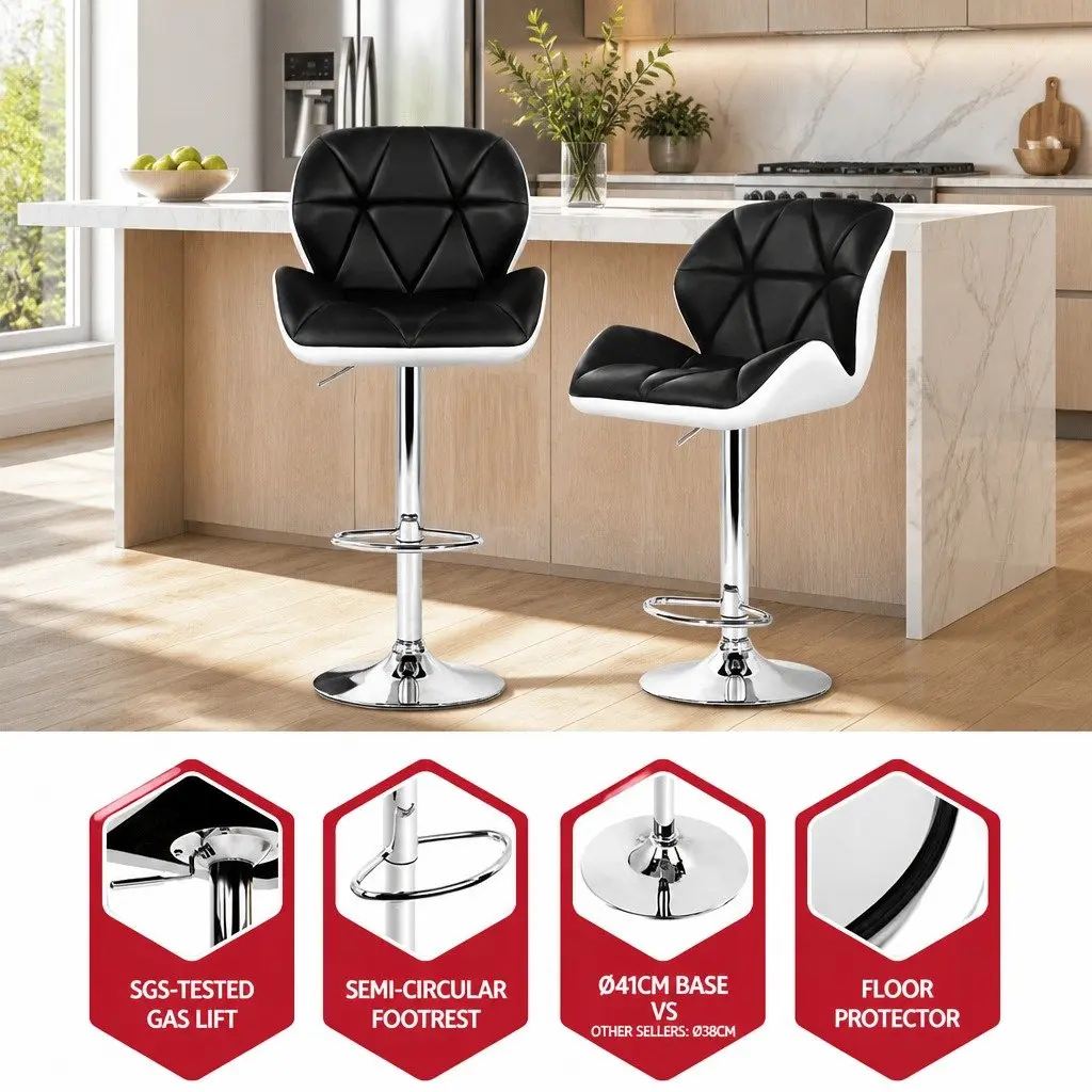4-Piece Adjustable Bar Stools Set in Black and White