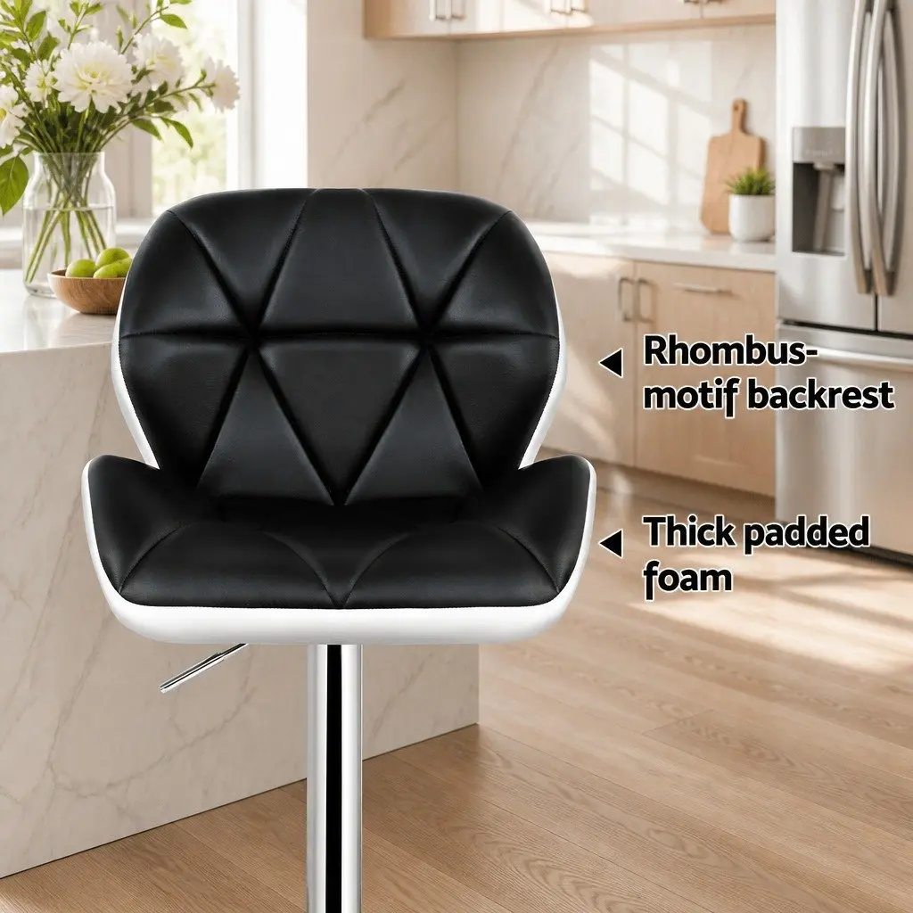 4-Piece Adjustable Bar Stools Set in Black and White