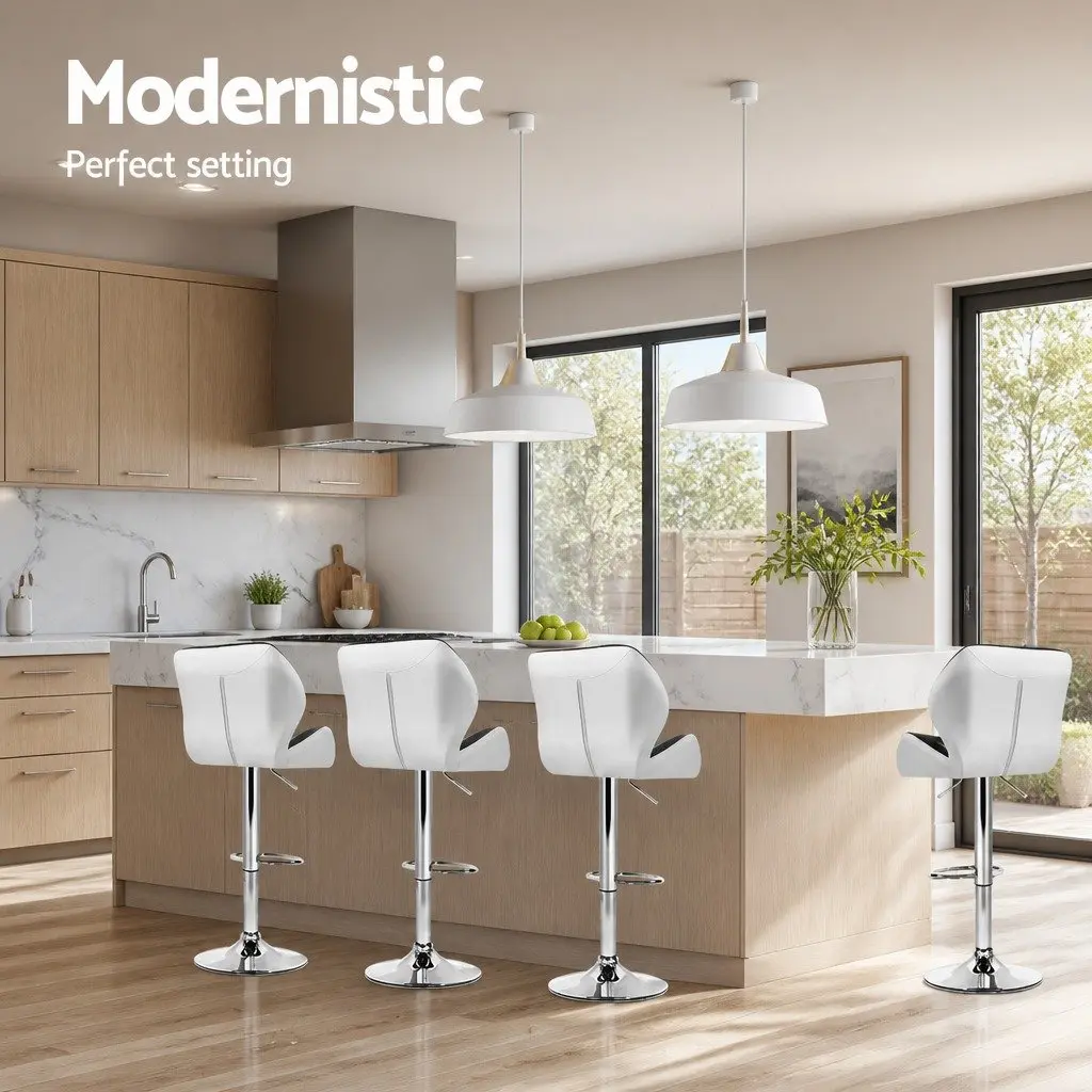 4-Piece Adjustable Bar Stools Set in Black and White
