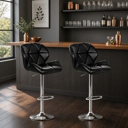 Padded Faux Leather Bar Stools with Adjustable Gas Lift