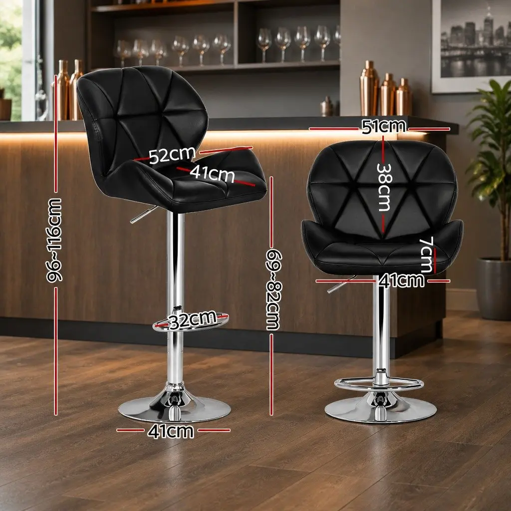 Padded Faux Leather Bar Stools with Adjustable Gas Lift