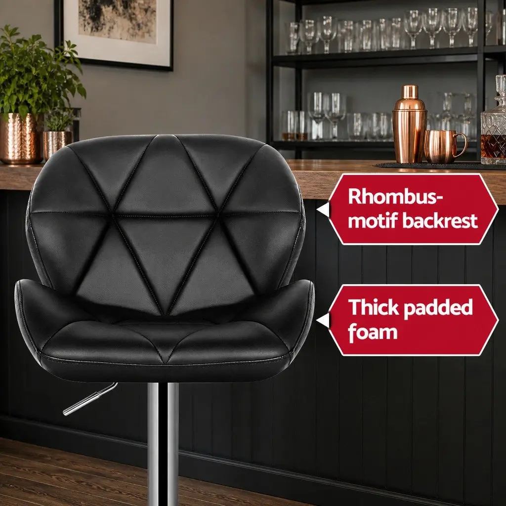 Padded Faux Leather Bar Stools with Adjustable Gas Lift