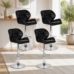 Set of 4 Adjustable Black Bar Stools with Gas Lift