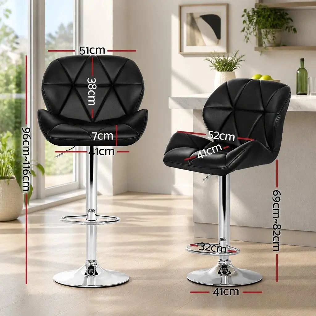 Set of 4 Adjustable Black Bar Stools with Gas Lift