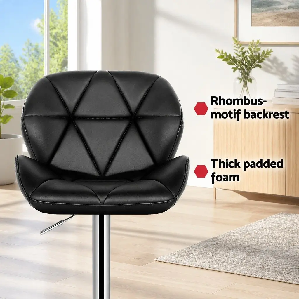 Set of 4 Adjustable Black Bar Stools with Gas Lift