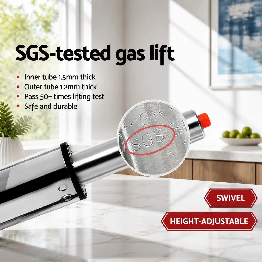 Set of 4 Adjustable Black Bar Stools with Gas Lift