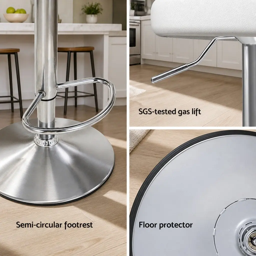White PU Leather Adjustable Height Bar Stools