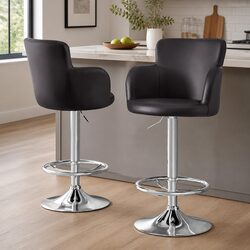 Set of 2 Adjustable Bar Stools with Swivel Function