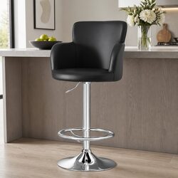 Black PU Leather Adjustable Gas Lift Bar Stool