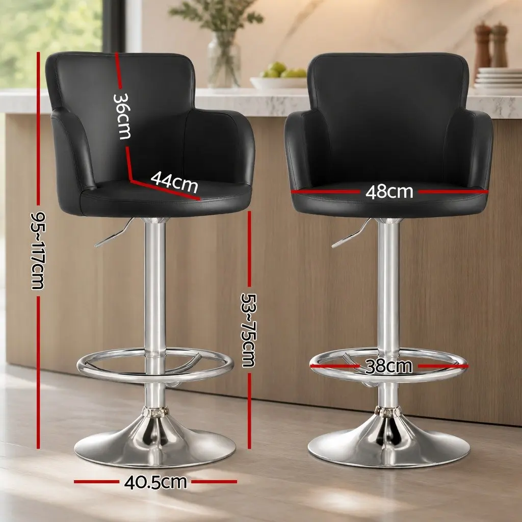 Black PU Leather Adjustable Gas Lift Bar Stool