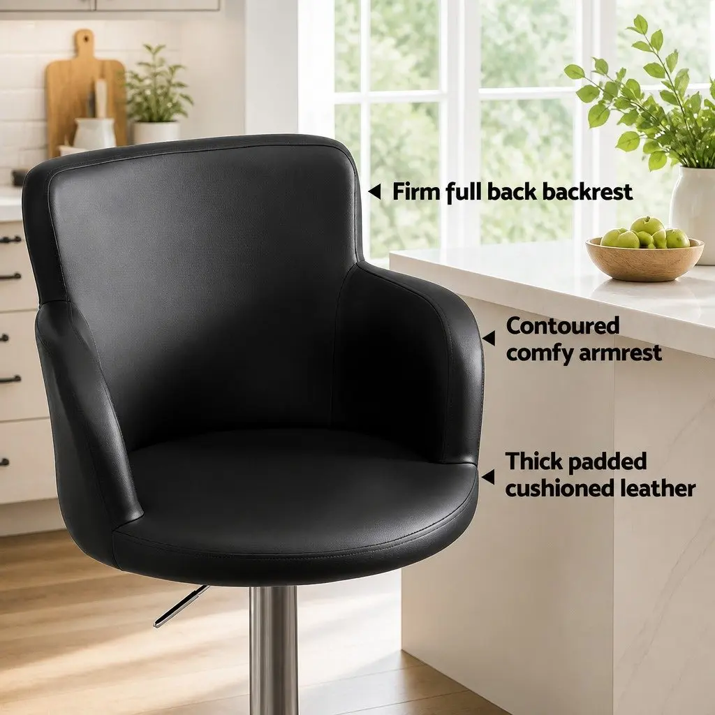 Black PU Leather Adjustable Gas Lift Bar Stool
