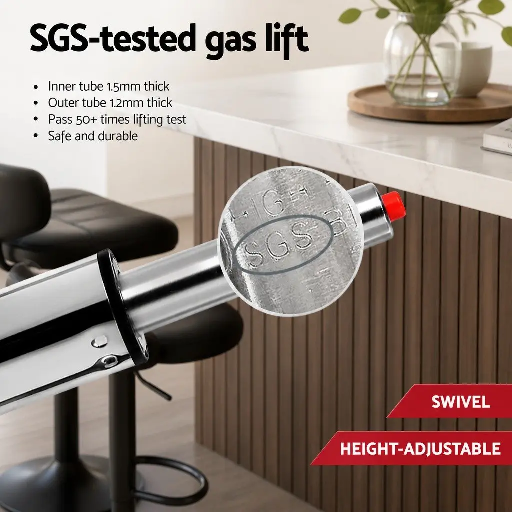 Black PU Leather Adjustable Gas Lift Bar Stool