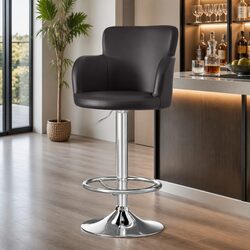 Comfortable Brown PU Leather Swivel Bar Stools