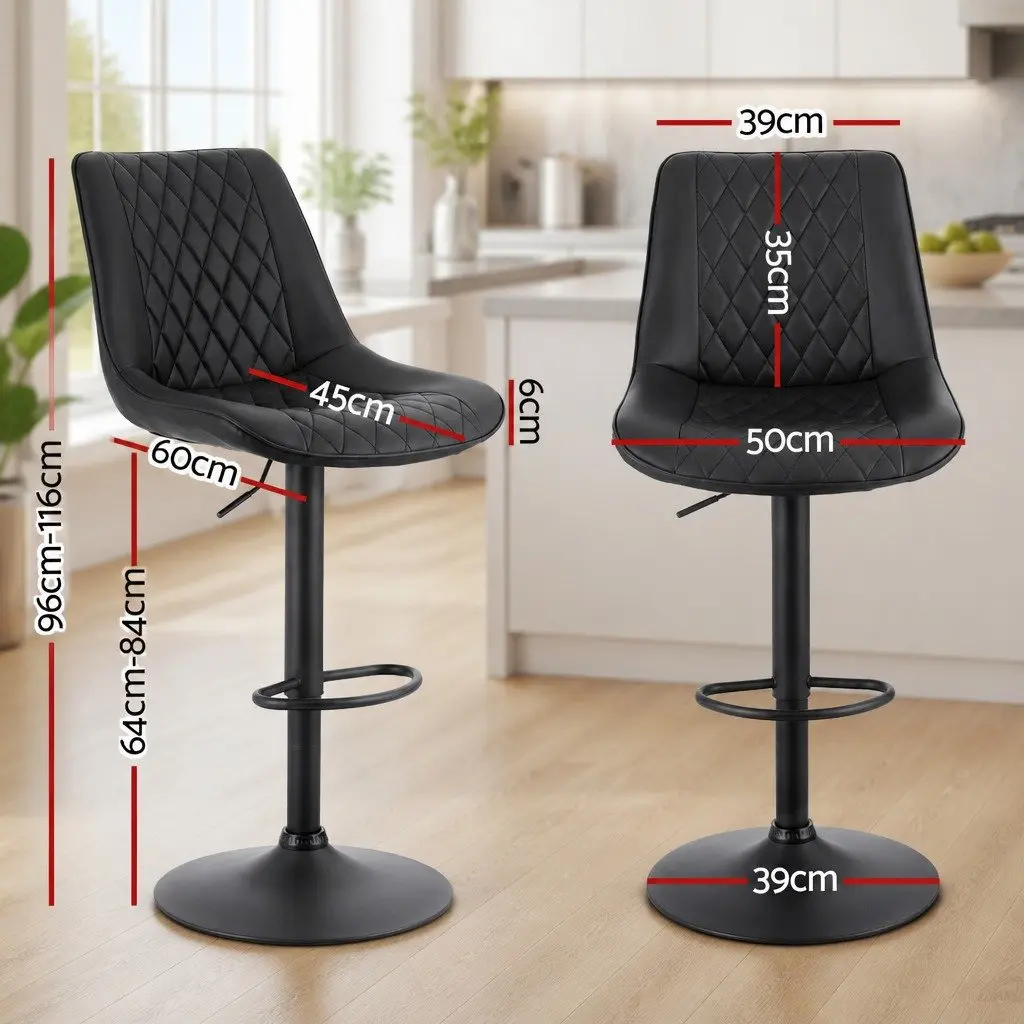 Bar Stools Set of 4 Swivel Gas Lift Kitchen Counter Chair Black Diamond Design