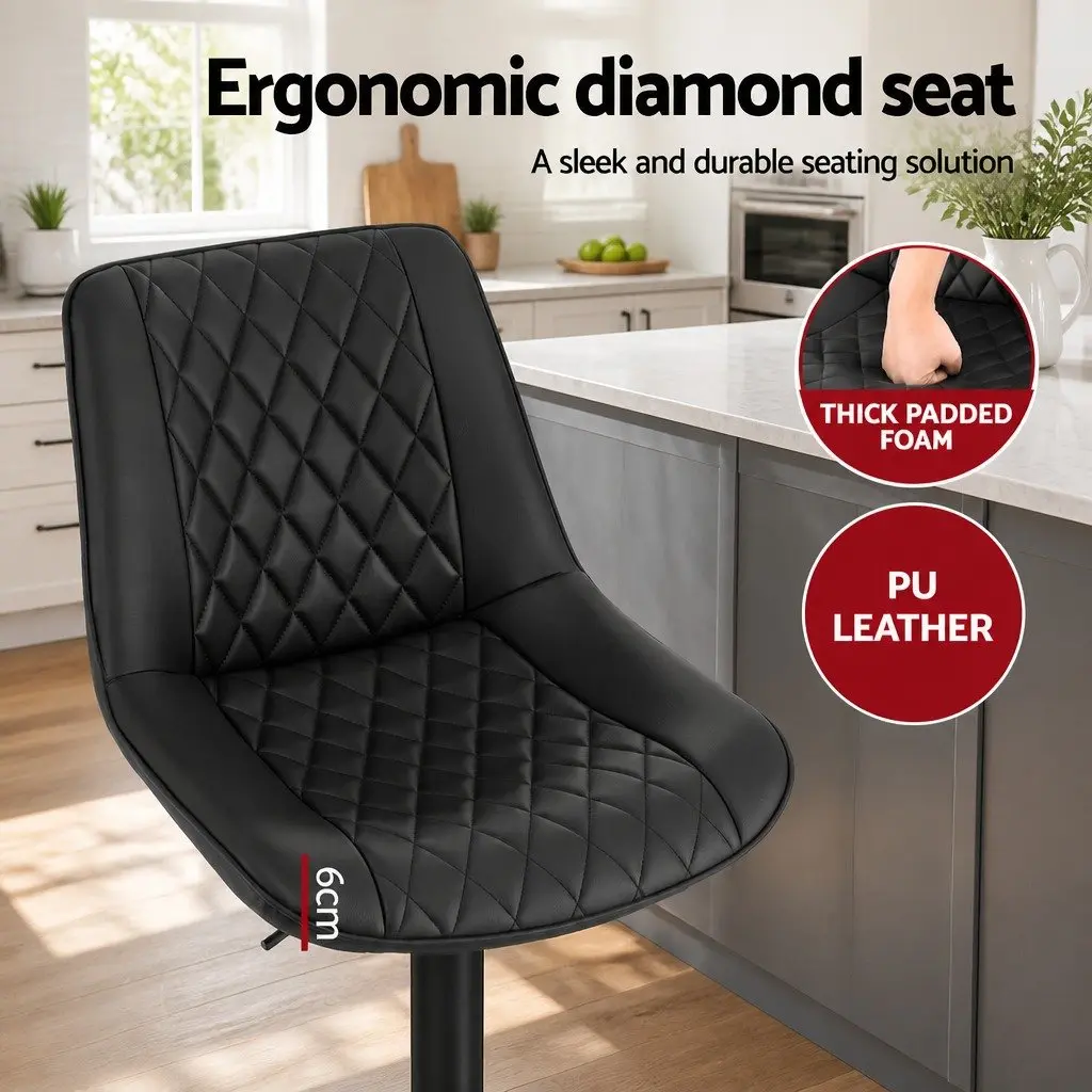 Bar Stools Set of 4 Swivel Gas Lift Kitchen Counter Chair Black Diamond Design