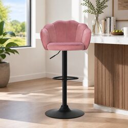 Pink Velvet Bar Stools Gas Lift 4 Pack for Kitchen