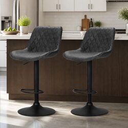 Elegant Black Bar Stools with Gas Lift and Swivel – Set of 2