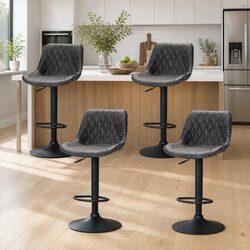 Set of 4 Vintage Leather Gas Lift Bar Stools