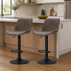 Vintage Brown Adjustable Height Bar Stools Set of 2