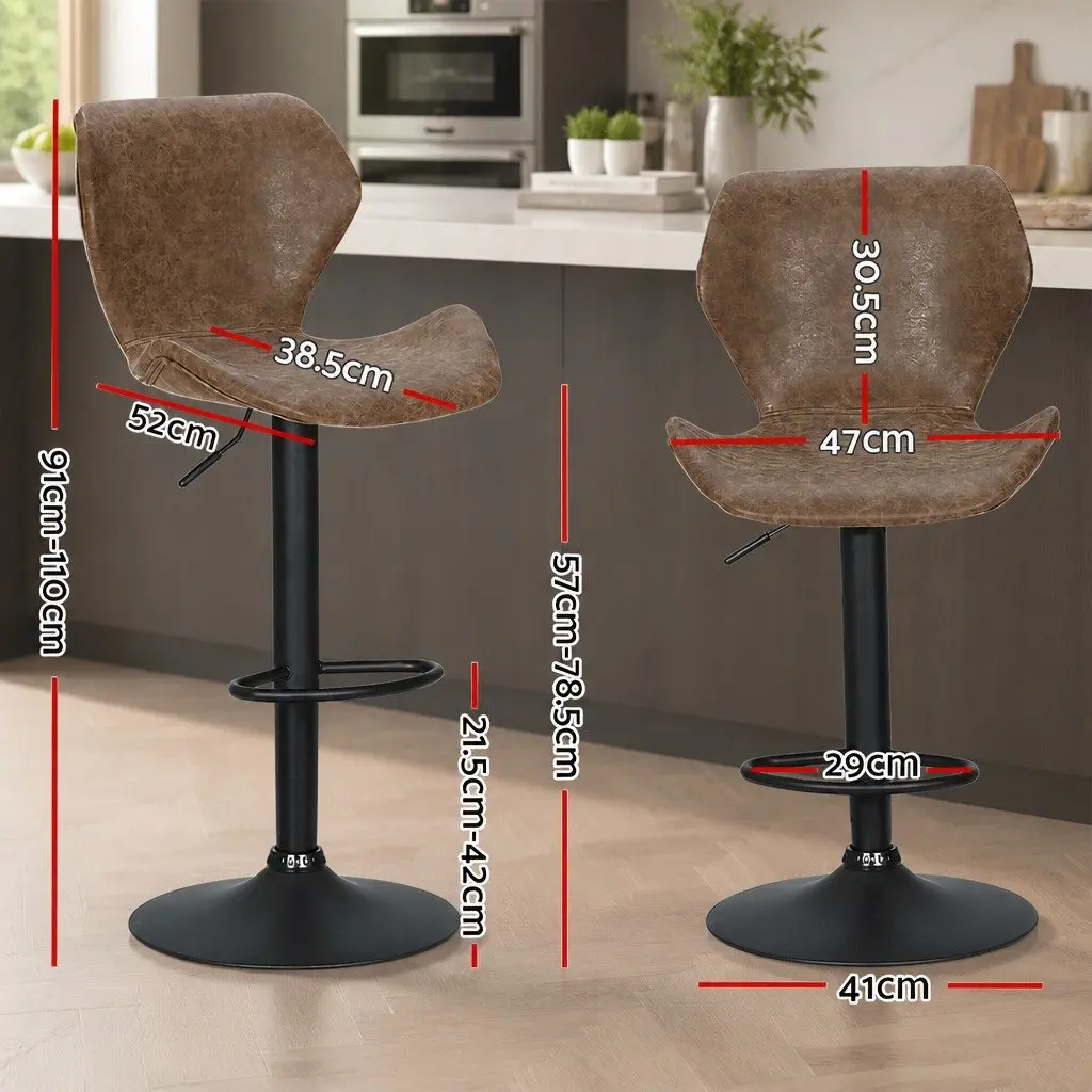 Vintage Brown Adjustable Bar Stools with Swivel Functionality