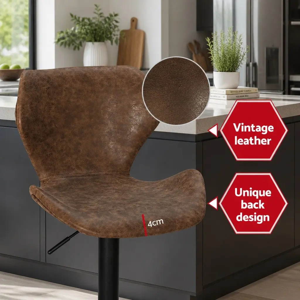 Vintage Brown Adjustable Bar Stools with Swivel Functionality
