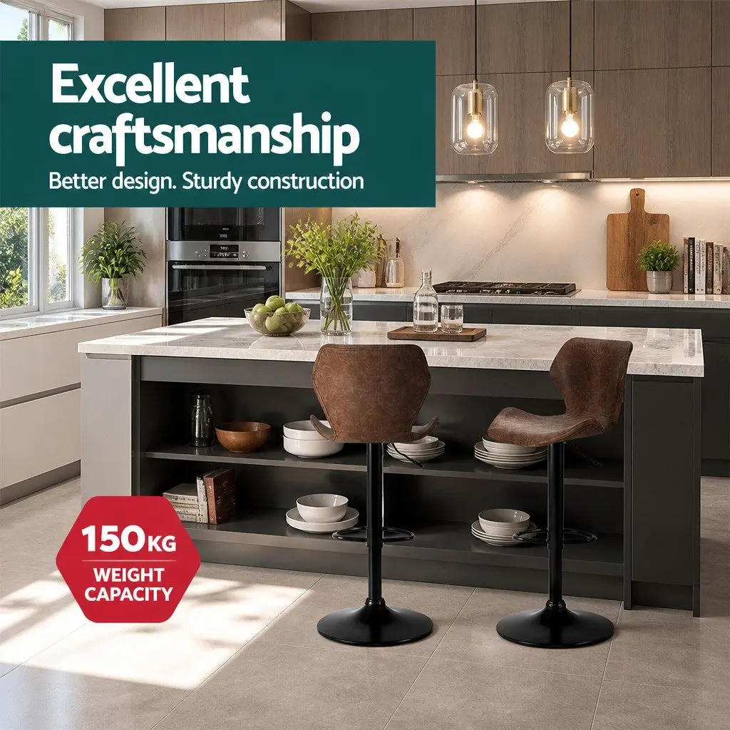 Vintage Brown Adjustable Bar Stools with Swivel Functionality